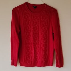Talbots Cherry Red Cable Knit Sweater